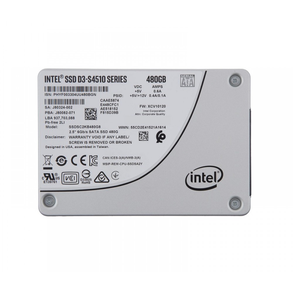 Твердотельный накопитель SSDSC2KB480G8 INTEL 480GB SSD 6G SATA D3-S4510,34315